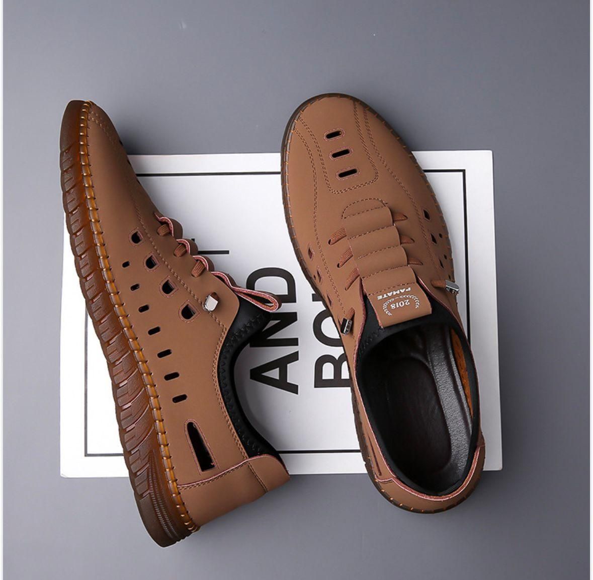Men's Stylish Laser Cut Tan Casual Shoes cs2856-ri