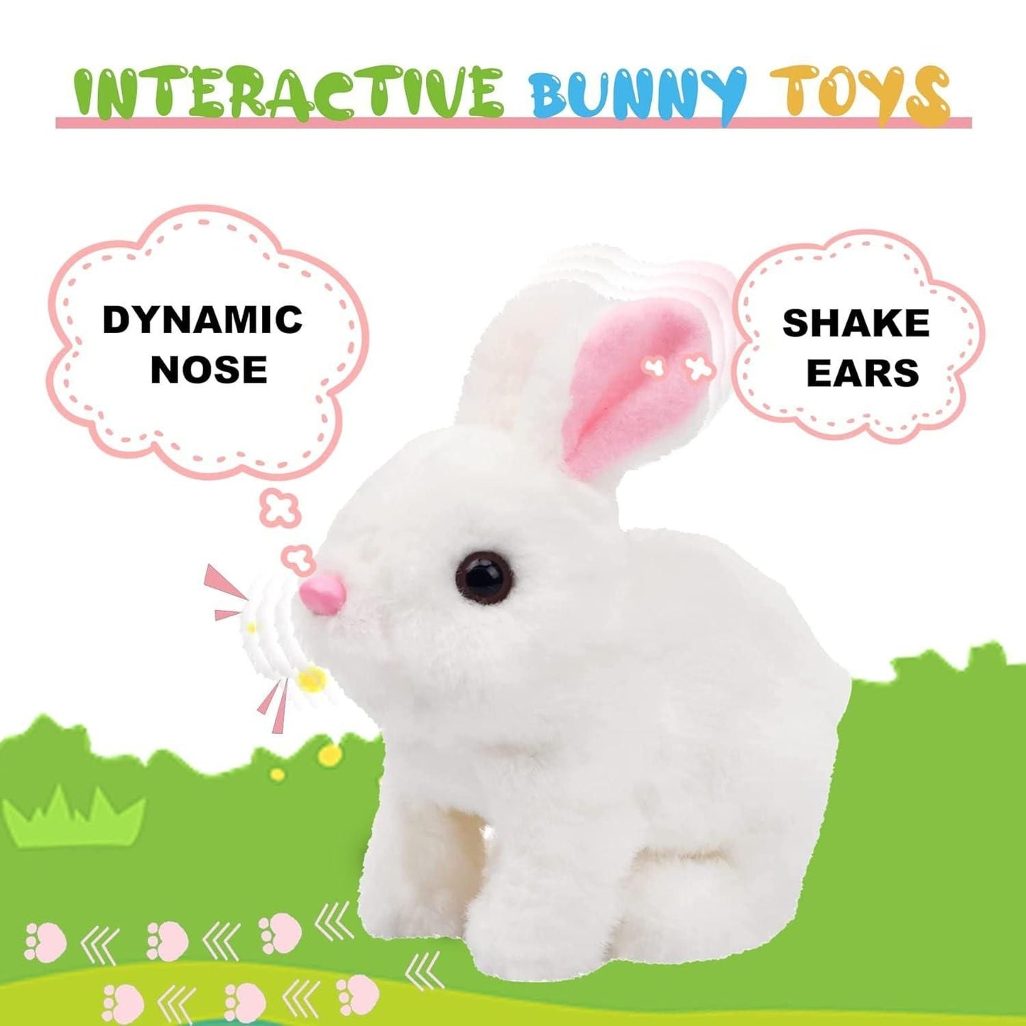 Bunny Toy, Hopping Bunny Toy Interactive Electronic Pet with Sounds and Movement cs2856-ri