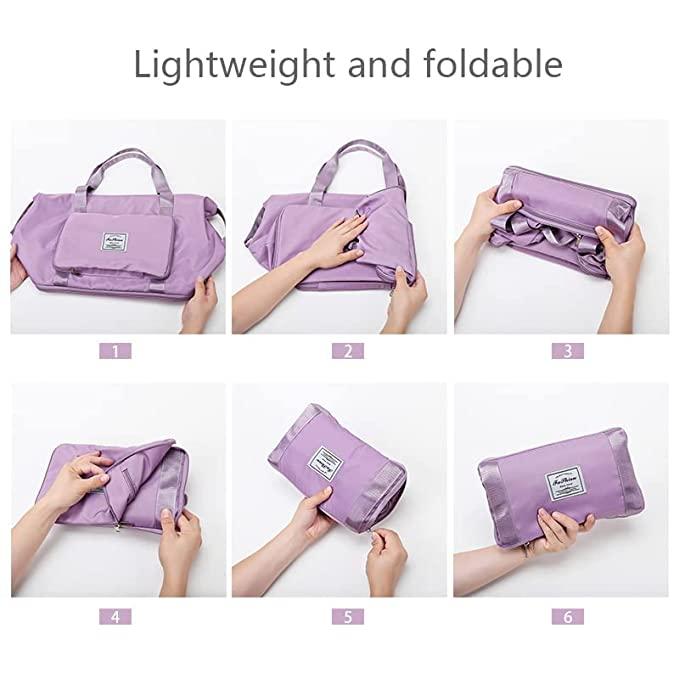 Nylon 22 Cms Travel Duffle(Foldable Travel Duffle_lavender) cs2856-ri