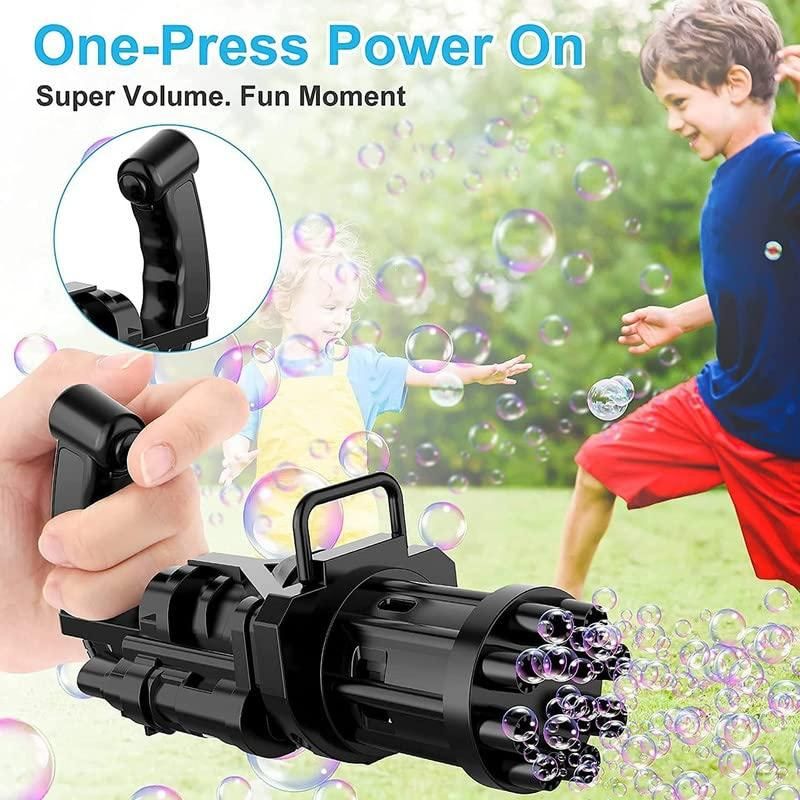 Bubble Gun- 8 Hole Automatic Gatling Bubble Gun Blower Maker, with 3 Batteries and Bubble Water(Assorted Color) cs2856-ri