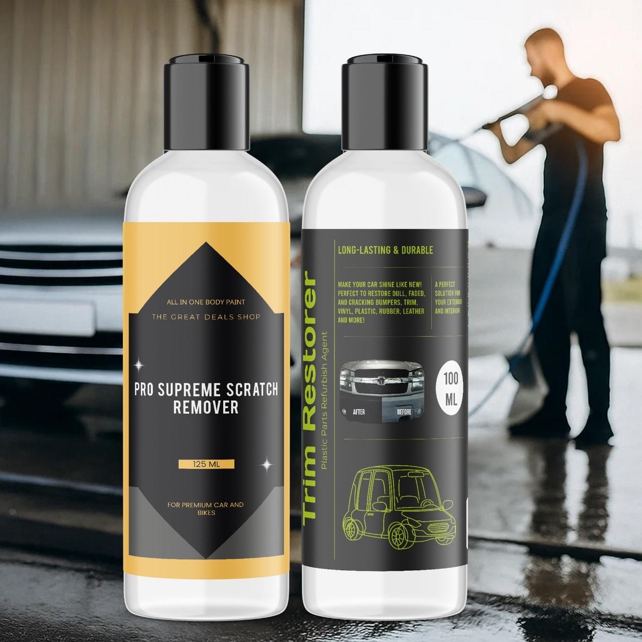 Pro Supreme Scratch Remover 125 ml and Trim Restorer 100 ml each Pack of 2 cs2856-ri